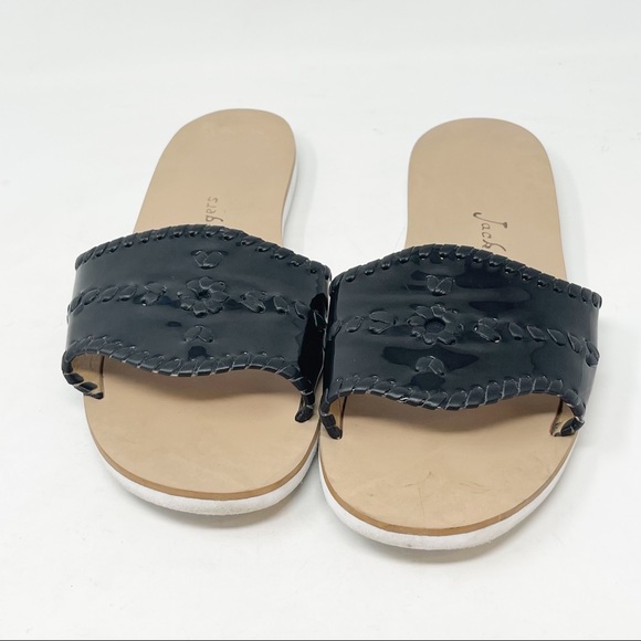 JACK ROGERS Black Patent SANIBEL Slide Sandals - Picture 2 of 7